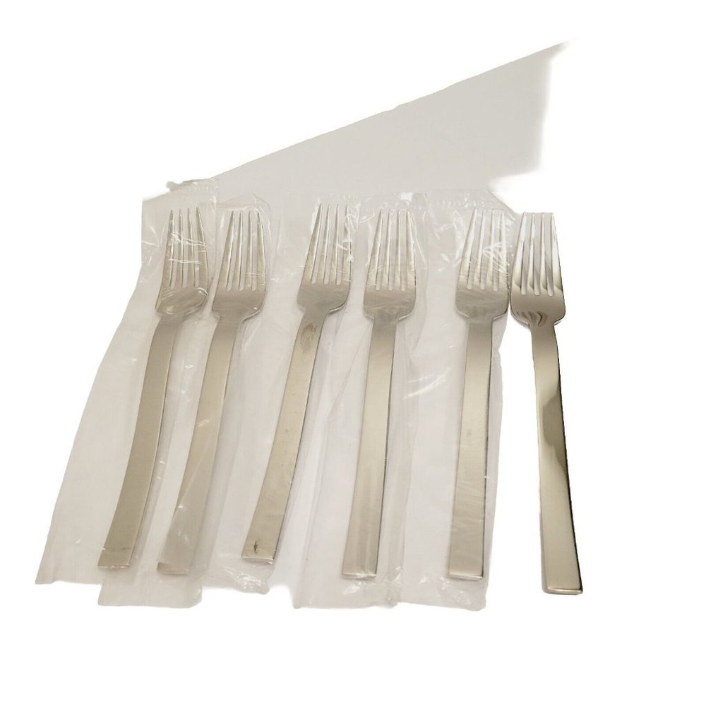 6 Arcoroc Realm Dessert Forks 18/10 Stainless Steel 7.5" Flatware Silverware